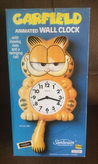 Rare Vintage Garfield Animated Wall Clock Sunbeam 881 - 1485 Brand