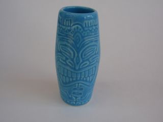Blue Ceramic Shot Glass Tiki Farm By Squid Tropical Barware Hawaiian Luau Party