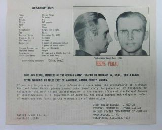 RARE ORIG.  1945 WWII GERMAN NAZI POW PRISONERS OF WAR F.  B.  I WANTED POSTER 3