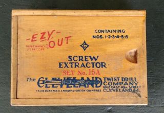 Vintage Cleveland Twist Drill Co.  5 Piece Ezy - Out Extractor Set No.  15a.