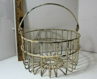 Vintage Small Coated Metal (wire) Egg Farm Basket With Bail Handle