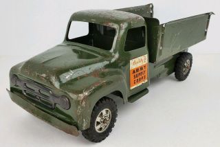 Vintage Buddy L Army Supply Corps Pressed Steel Military Transport Truck Toy 14 "