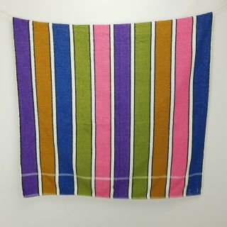 Vintage Cannon Bath Beach Towel Striped Made In Usa 100 Cotton 60 X 32 Colorful