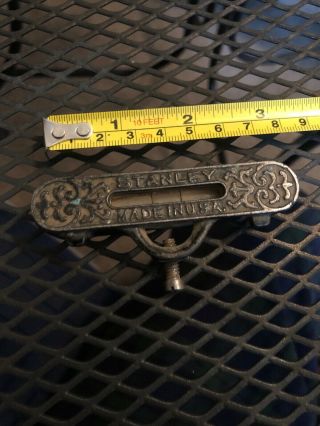 Vintage 3” Stanley Cast Iron Ornate Pocket Level Clamp Steel Square Tool