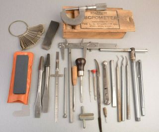 Machinist Toolbox Tray Contents 1 - Starrett 0 - 1 " Micrometer,  Calipers,  Etc