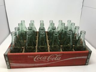 Vintage Wooden Coca - Cola Crate Complete With (24) Embossed Glass Bottles