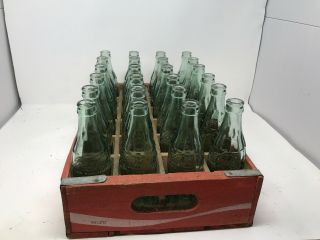 Vintage Wooden Coca - Cola Crate complete with (24) Embossed Glass bottles 2