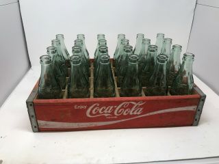Vintage Wooden Coca - Cola Crate complete with (24) Embossed Glass bottles 3