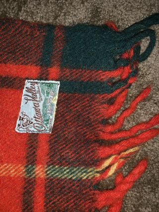 Vintage Ottawa Valley Red/Green Plaid Canadian Wool Blanket 55” X 50”. 2