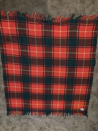 Vintage Ottawa Valley Red/Green Plaid Canadian Wool Blanket 55” X 50”. 3