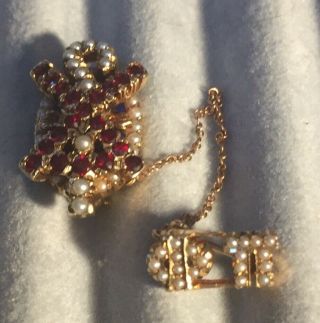 Aloha Chi Rho Fraternity Pin - Gold With Garnets And Pearls 1929