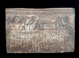 Stunning Hieroglyphic Scene Egyptian Antiques Relief Plaque Wall Ancient Craft