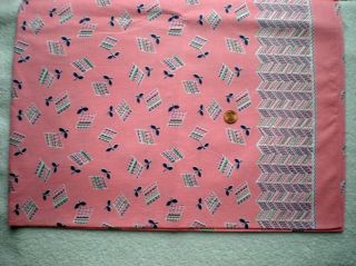 Floral On Pink Full Vtg Feedsack Quilt Sewing Doll Clohtes Craft Cotton Fabric