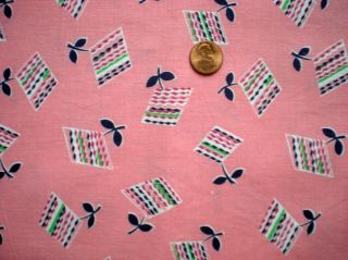 FLORAL on PINK Full Vtg FEEDSACK Quilt Sewing Doll Clohtes Craft Cotton Fabric 2