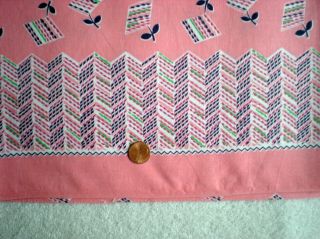 FLORAL on PINK Full Vtg FEEDSACK Quilt Sewing Doll Clohtes Craft Cotton Fabric 3
