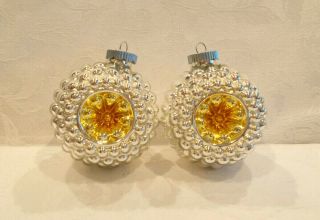 Two Christopher Radko Shiny Brite Glass Christmas Ornaments Vintage Design
