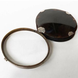 Huge Antique Faux Tortoise Shell And Silver Magnifying Glass Antique Loupe 19thc