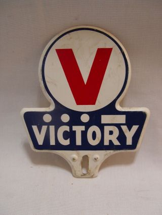 V For Victory Morse Code Home Front Embossed Metal License Plate Topper Sign