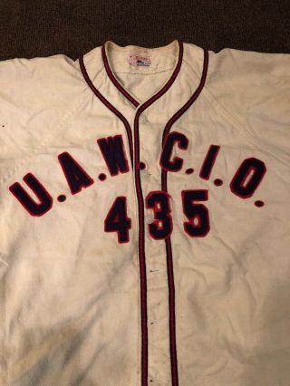 RARE 1940’s Union Baseball Jersey UAW CIO United Automobile Workers Local 435 2