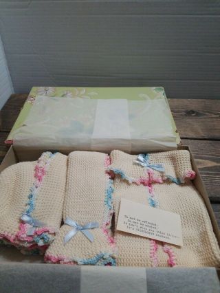 Vintage Bridal Shower (gag) Gift Hand Crocheted Dishcloths / Baby Layette
