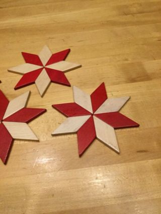 4 Vintage Made in West Germany Mosaic Style Wooden Star Coaster/Trivets 3
