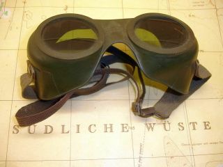 Ww2 German Goggles Rubber Auer Neophan Afrikakorps –tinted Protection,  Scarce