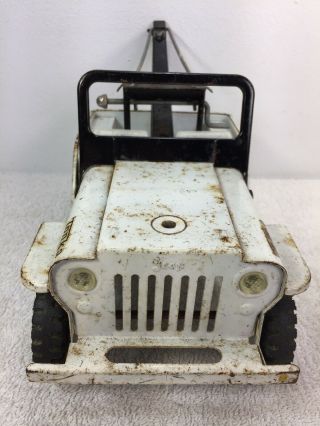 Vintage Tonka Jeep Tow Truck Plow Wrecker AAA White Diecast Vehicle 2