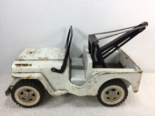 Vintage Tonka Jeep Tow Truck Plow Wrecker AAA White Diecast Vehicle 3