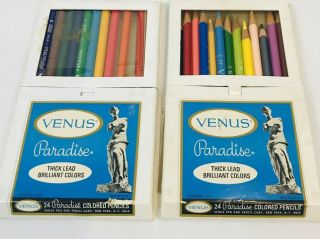 Vintage Venus Paradise Colored Pencil Set 21 Thick Lead Brilliant Colors Package