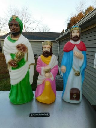 Vintage Empire Christmas Blowmold Lighted Set Of 3 Wise Men For Your Nativity