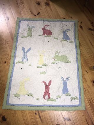 Vintage Bunny Quilt.  Multi Color.  Measures 48”x36”