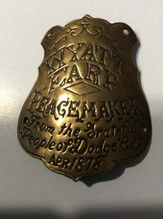 Brass Wyatt Earp Peacemaker Gun Tag Pistol Grip Mini Sign Plaque Decorative
