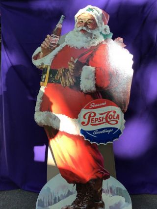 Vintage Pepsi - Cola Advertising Display Santa Claus 1950’s 50” Tall Very Cool