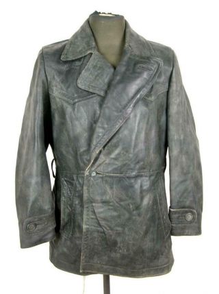 Ww2 Wwii German Luftwaffe Pilot Officer Leather Field Coat Greatcoat