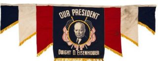 Dwight D.  Eisenhower: Large Portrait Street Banner.  Vintage.  1950’s 104” X 36”