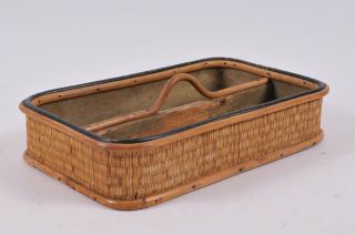 Antique Primitive Old Wood Knife Box Cutlery Tray Basket Carrier