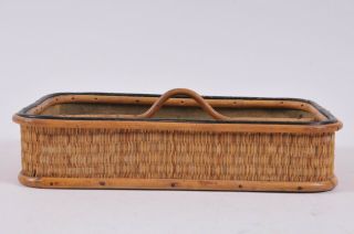 ANTIQUE PRIMITIVE OLD WOOD KNIFE BOX CUTLERY TRAY BASKET CARRIER 2