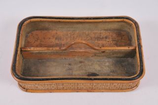 ANTIQUE PRIMITIVE OLD WOOD KNIFE BOX CUTLERY TRAY BASKET CARRIER 3