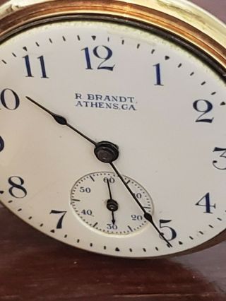 Antique R.  Brandt Athens,  Ga.  14 K Solid Yellow Gold Pocket Watch
