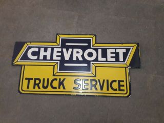 Porcelain Chevrolet Truck Service Sign 36 " X 18 " Inches Double Sided