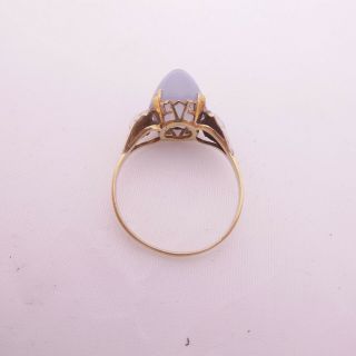 18ct gold rose cut diamond & chalcedony art deco ring,  18k 750 3