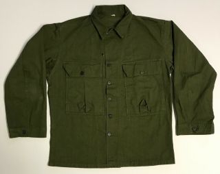 Wwii Us Army M1943 Hbt Combat Shirt W/13 Star Buttons,  38r