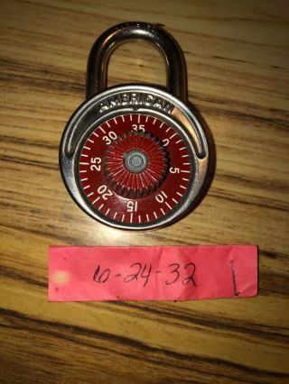 Vintage Red American Lock Co.  Combination Padlock With Combo Made In Usa