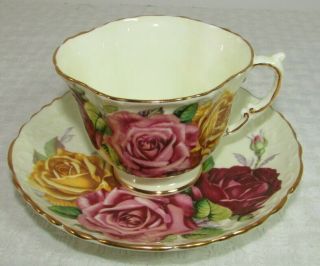 Vintage Aynsley Cup And Saucer Cabbage Rose England Bone China