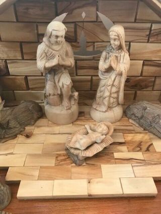 Israel Holy land cooperative Vintage nativity scene handcrafted in olive wood 3