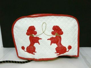 Vintage Puffy Quilted Vinyl 2 Slice Toaster Cover Red Poodles