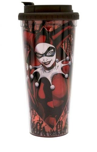 Harley Quinn Dc Comics Collectable 24 Oz.  Double Walled Plastic Travel Mug
