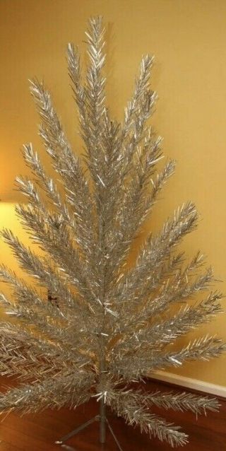 Vintage Silver Aluminum Christmas Tree | 6.  5 Feet | 45 Branches | United States