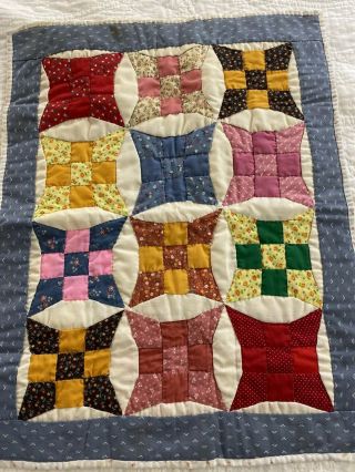 Vintage Handmade Hand Stitched & Quilted Glorified Nine Patch Quilt