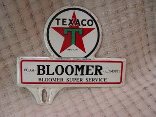 Texaco Bloomer Service Gas Oil Dodge Plymouth License Plate Topper